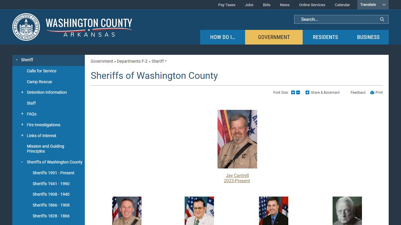 Sheriffs of Washington County | Washington County, AR